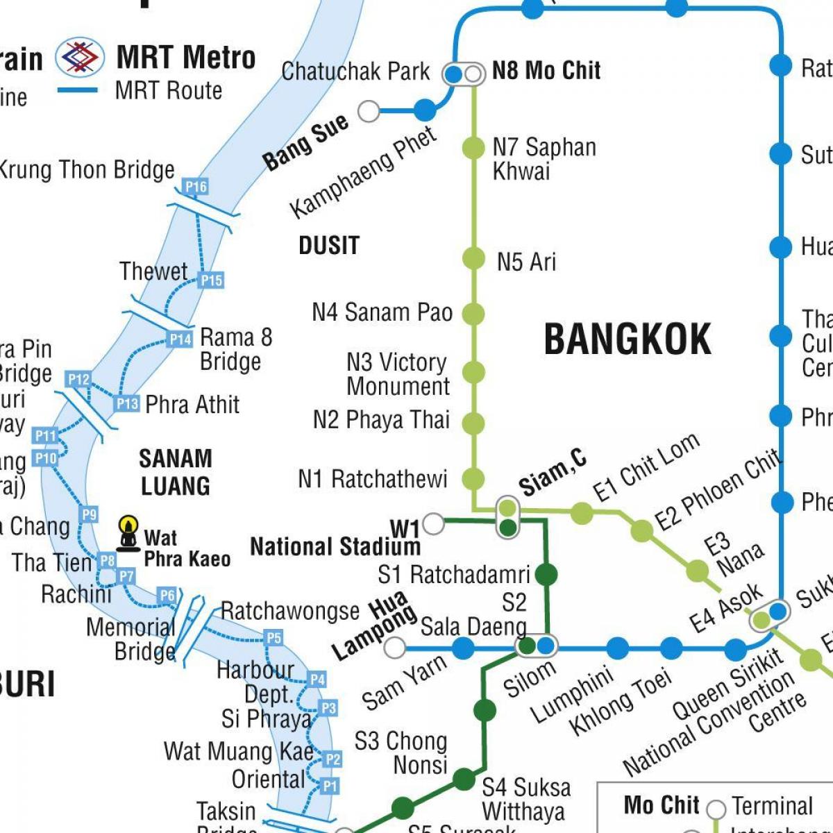 kaart bangkok metroo-ja skytrain