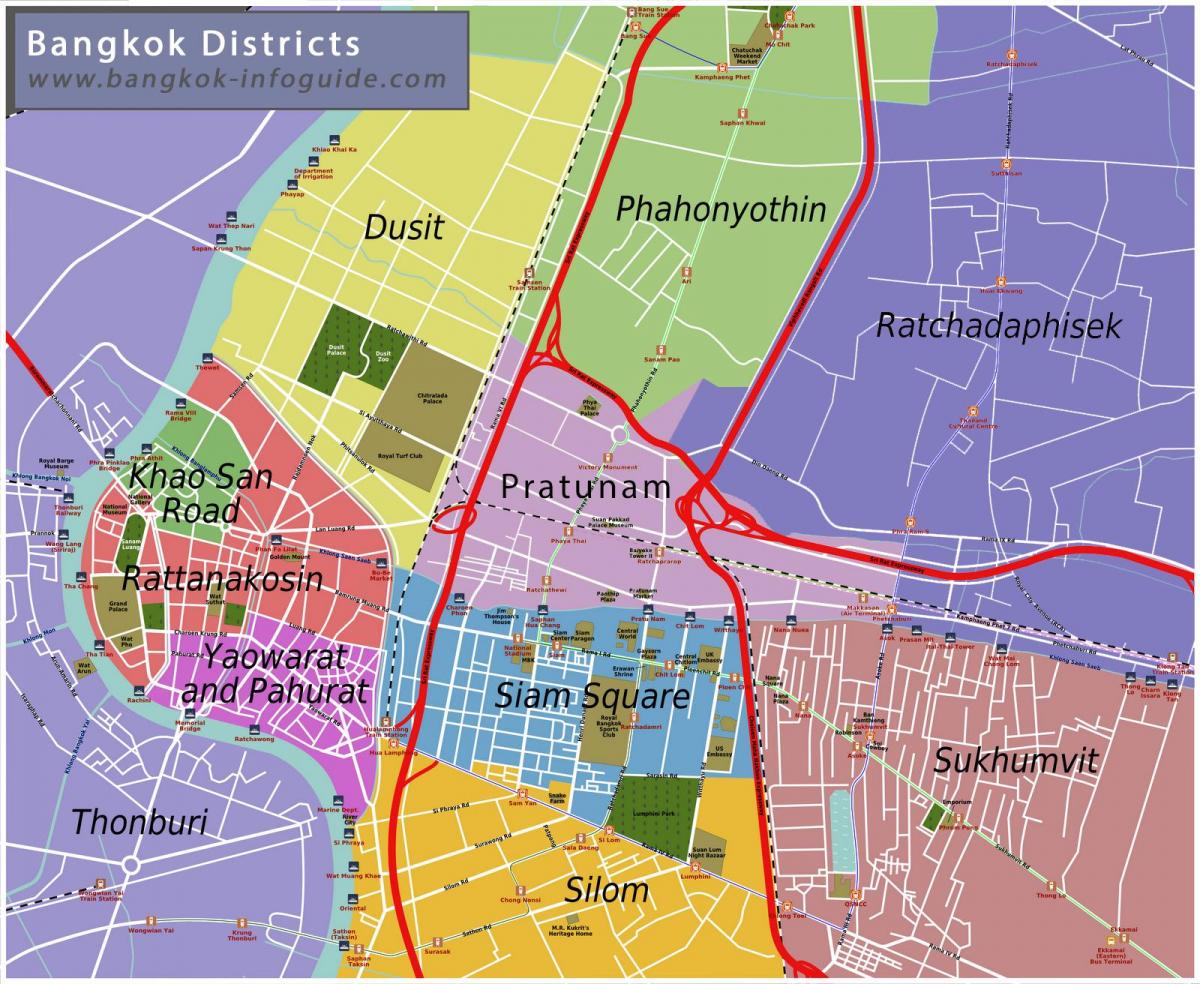 kaart bangkok ja seda ümbritsevate piirkondade