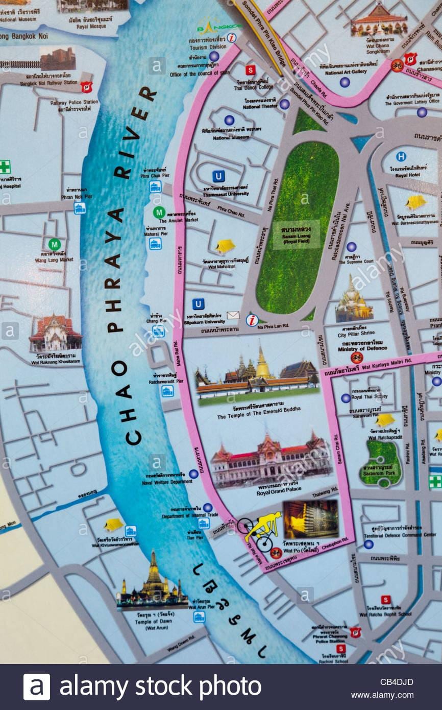 bangkok kaart koos turistide laigud