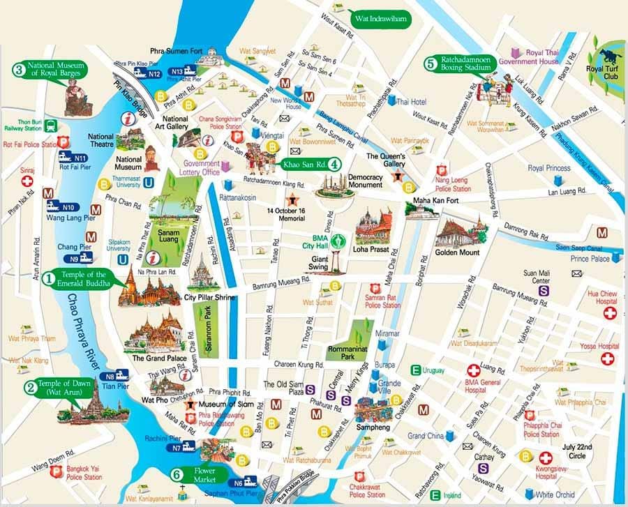 bangkok vaatamisväärsuste kaardil