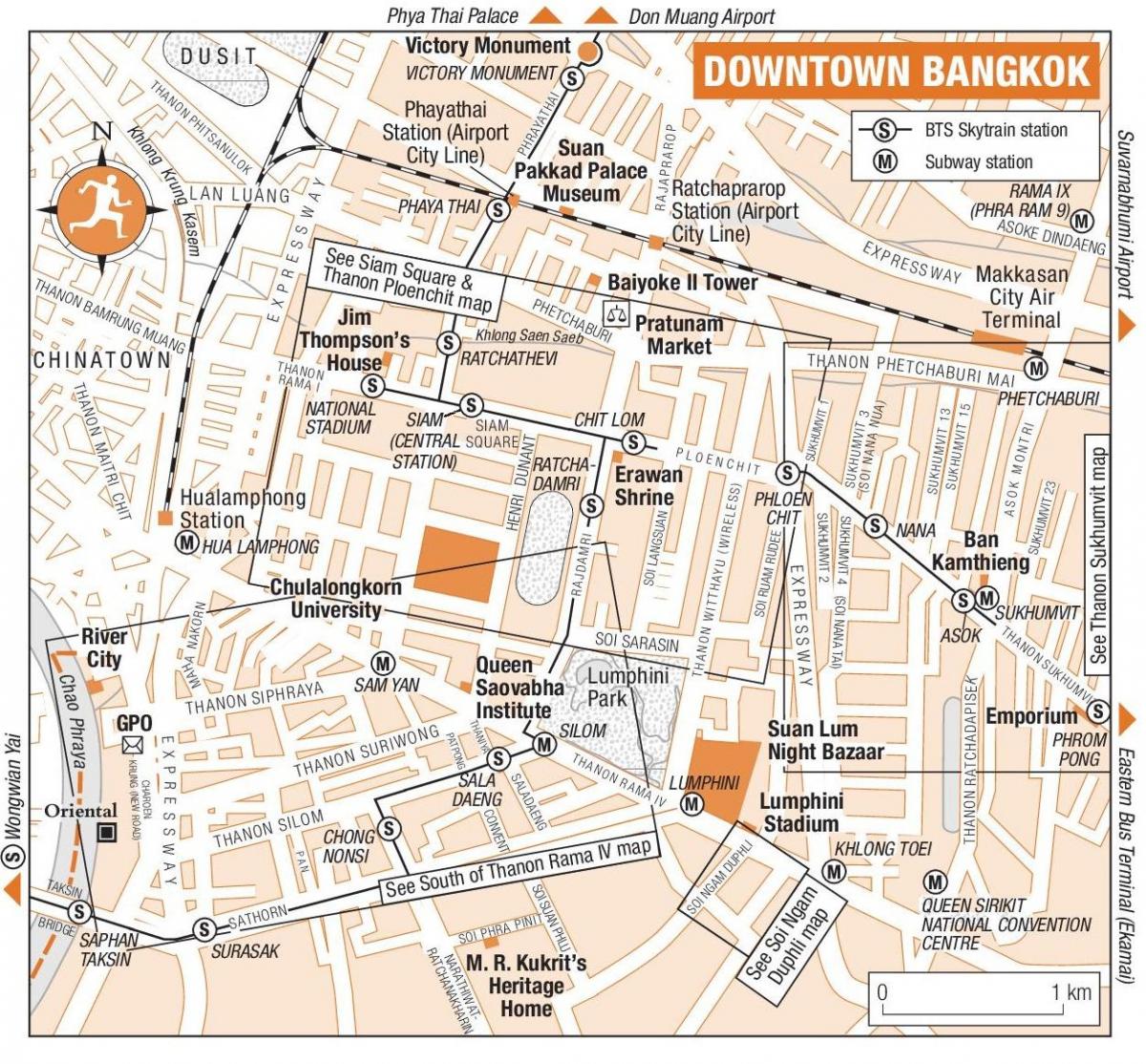 bangkok downtown kaart