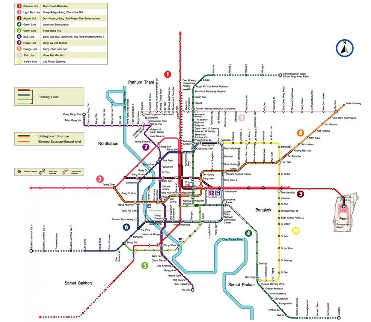 bangkok metro station kaart