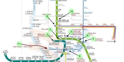 Kaart, bangkok, bts kaart vaatamisväärsused