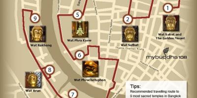 Kaart bangkok temple tour